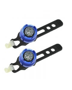 2pcs/lot HJ-016 Bright Waterproof Aluminium White LED 2 Modes Safety Rear Bike Light(Blue color case)
