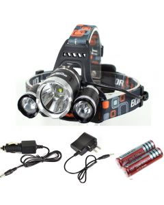 Hot Led Headlight RJ-3000 2500-Lumen CREE XM-L T6 + 2Cree R5 4-Mode Light Rechargeable Waterproof Headlamp with Battery charger +Car Charger+2*18650 Battery 