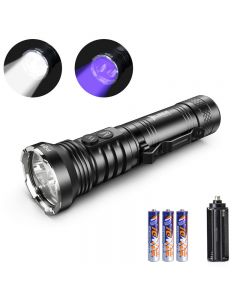 Wuben P26 UV light and White light Dual Sources use 3*AAA ro 1*18650 battery