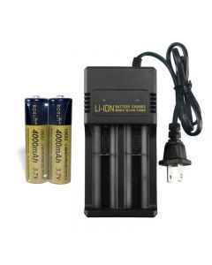 18650 Battery Rechargeable Battery 3.7V 4000mAh Li-ion Rechargeable Battery (2-pcs) + Charger